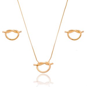 CONJUNTO NÓ FOLHEADO OURO 18K