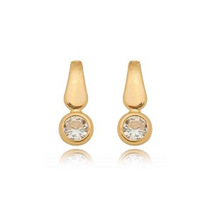 BRINCO CHAPADO ZIRCÔNIA FOLHEADO OURO 18K