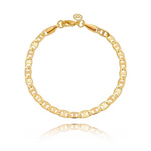 PULSEIRA CORRENTE LATINHA FOLHEADA OURO 18K