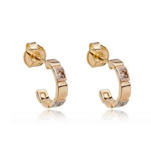 ARGOLA DETALHES QUADRADOS FOLHEADA OURO 18K