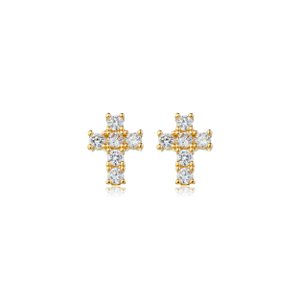 BRINCO CRUZ COM ZIRCÔNIA FOLHEADO OURO 18K