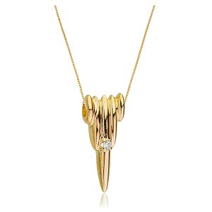 GARGANTILHA TROPICAL FOLHEADA OURO 18K