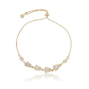 PULSEIRA QUATRO GOTAS FOLHEADA OURO 18K