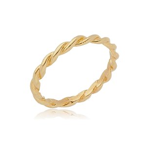 ANEL TORCIDO FOLHEADO OURO 18K