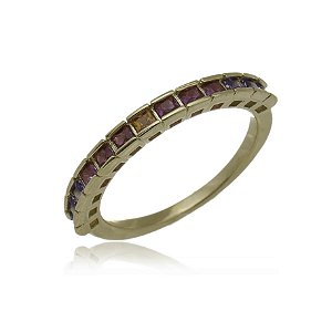 ANEL MULTICOLOR ZIRCÔNIA FOLHEADO OURO 18K