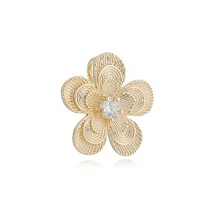 PINGENTE FLOR COM ZIRCÔNIA FOLHEADO A OURO 18K