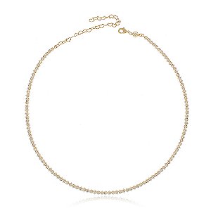 CHOKER  RIVIERA CRAVEJADA COM ZIRCONIAS FOLHEADO A OURO 18K