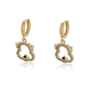 ARGOLA CACHORRINHO CRAVEJADO COM ZIRCONIAS FOLHEADO A OURO 18K