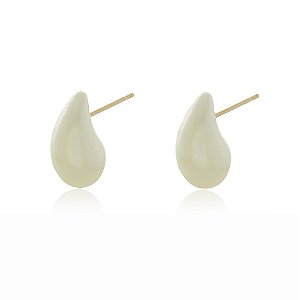 BRINCO PÉROLA GOTA PEQUENA FOLHEADO A OURO 18K