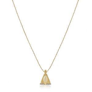 GARGANTILHA NOSSA SENHORA APARECIDA COM PÉROLA FOLHEADO A OURO 18K