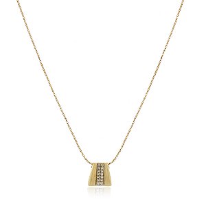 GARGANTILHA CRAVEJADA COM ZIRCONIAS FOLHEADO A OURO 18K