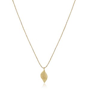 GARGANTILHA FOLHA LISA ORGÂNICA FOLHEADO A OURO 18K