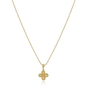 GARGANTILHA TREVO FOLHEADO A OURO 18K