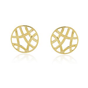 BRINCO REDONDO TRABALHADO FOLHEADO A OURO 18K