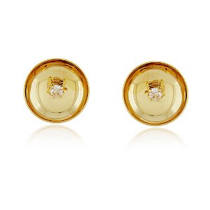 BRINCO OVAL COM ZIRCONIA FOLHEADO A OURO 18K