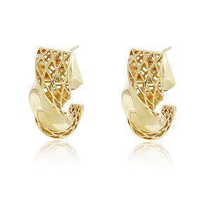 BRINCO ARGOLA TORCIDO FOLHEADO A OURO 18K