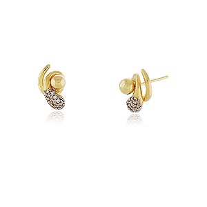 BRINCO GOTA INVERTIDA CRAVEJADA FOLHEADO A OURO 18K