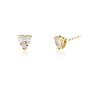 BRINCO CORAÇÃO COM ZIRCONIA FOLHEADO A OURO 18K