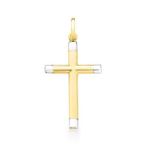 PINGENTE CRUZ LISO MISTO OURO 18K AU91/3/30