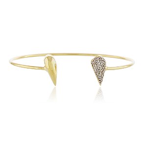 BRACELETE MEIO LISO E MEIO CRAVEJADO FOLHEADO A OURO 18K