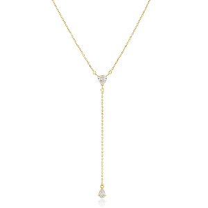 GARGANTILHA GRAVATA COM ZIRCONIA FOLHEADO A OURO 18K