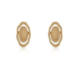 BRINCO OVAL ORGÂNICO FOLHEADO A OURO 18K