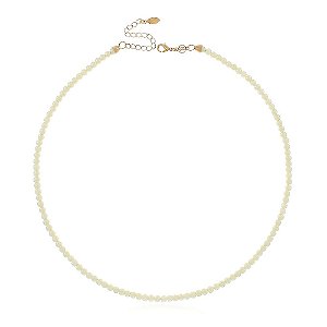 COLAR PÉROLA ARROZ SINTÉTICA FOLHEADO A OURO 18K