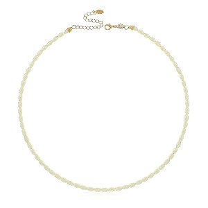 COLAR PÉROLA ARROZ SINTÉTICA FOLHEADO A OURO 18K