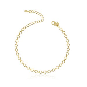 PULSEIRA CORAÇÃO VAZADO FOLHEADO A OURO 18K