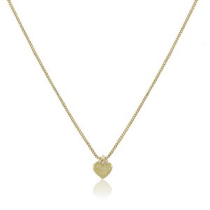 GARGANTILHA FOLHEADA A OURO 18K CORAÇÃOZINHO COM ZIRCÔNIA
