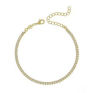 PULSEIRA FOLHEADA A OURO 18K RIVIERA QUADRADO ZIRCÔNIA