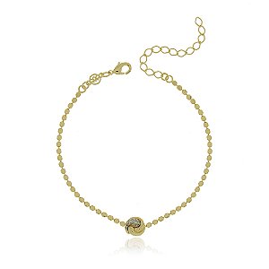 PULSEIRA FOLHEADA A OURO 18K NÓ COM ZIRCÔNIAS