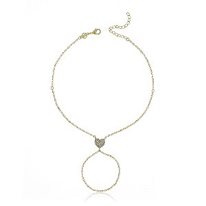 PULSEIRA FOLHEADA A OURO 18K CORAÇÃO COM ZIRCÔNIAS