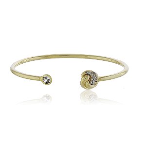 BRACELETE FOLHEADO A OURO 18K NÓ COM ZIRCÔNIAS