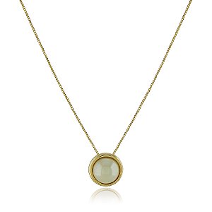 GARGANTILHA FOLHEADA A OURO 18K MEIA PÉROLA