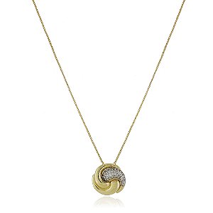 Gargantilha nó com zircônias folheada a ouro 18k