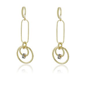 ARGOLA FOLHEADA A OURO 18K COM ELOS VARIADOS COM ZIRCÔNIAS