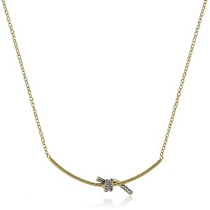 GARGANTILHA FOLHEADA A OURO 18K NÓ DUPLO