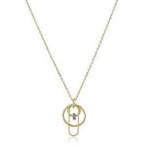 GARGANTILHA FOLHEADA A OURO 18K ELOS VARIADOS COM ZIRCÔNIAS