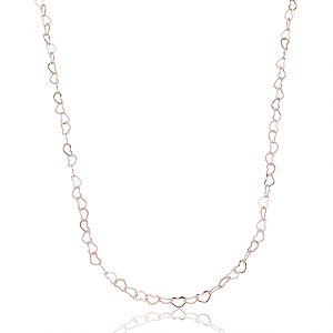 CORRENTE FOLHEADA A OURO 18K CORAÇÕES VAZADOS 60cm