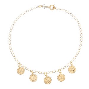TORNOZELEIRA FOLHEADA A OURO 18K SOL 24cm