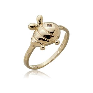 ANEL INFANTIL ABELHINHA COM ZIRCÔNIA FOLHEADO A OURO 18K