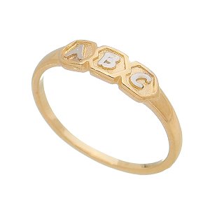 ANEL ABC INFANTIL COM RÓDIO FOLHEADO A OURO 18K