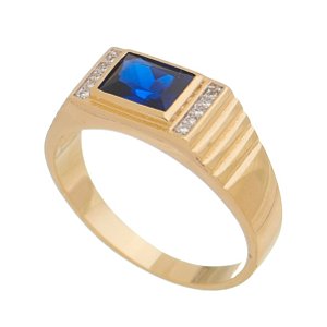 ANEL FOLHEADO A OURO 18K COM ZIRCÔNIAS