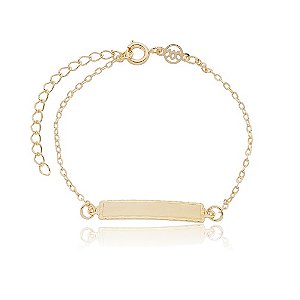 PULSEIRA PLAQUINHA INFANTIAL FOLHEADA A OURO 18K 15cm