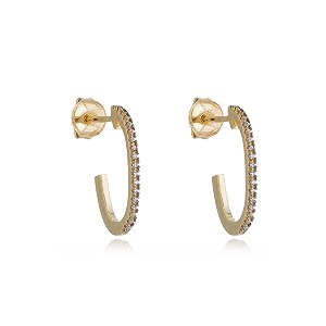 ARGOLA FINA FOLHEADA A OURO 18K COM ZIRCÔNIAS