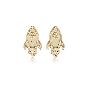 BRINCO INFANTIL FOGUETE FOLHEADO A OURO 18K