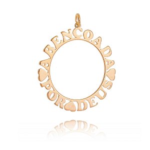 PINGENTE MANDALA ABENÇOADA POR DEUS FOLHEADO A OURO 18K