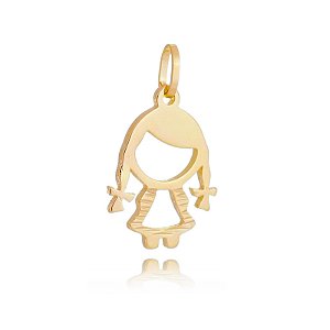 PINGENTE MENINA FOLHEADO A OURO 18k