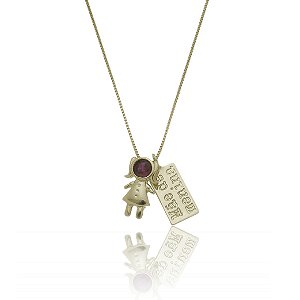 GARGANTILHA MÃE DE MENINA COM ZIRCÔNIA FOLHEADA A OURO 18K